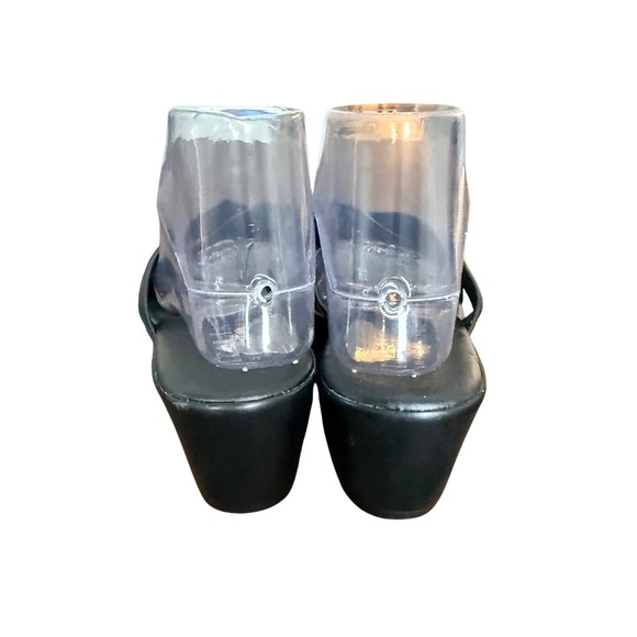 Italian Shoemakers Black Ruched Crisscross Wedge Slide Sandals Made in Italy 8.5 - Picture 5 of 8